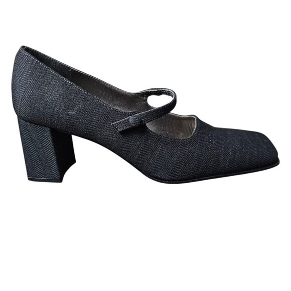 Enzo Angiolini Women's Textured Block Heel Mary Jane Black Pump Dress Shoe - Picture 2 of 14